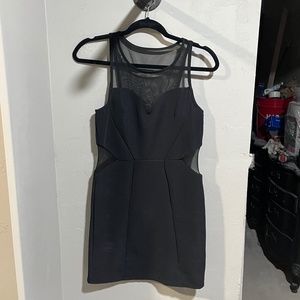 Poof Couture Black Mesh Cutout Dress, Size Medium